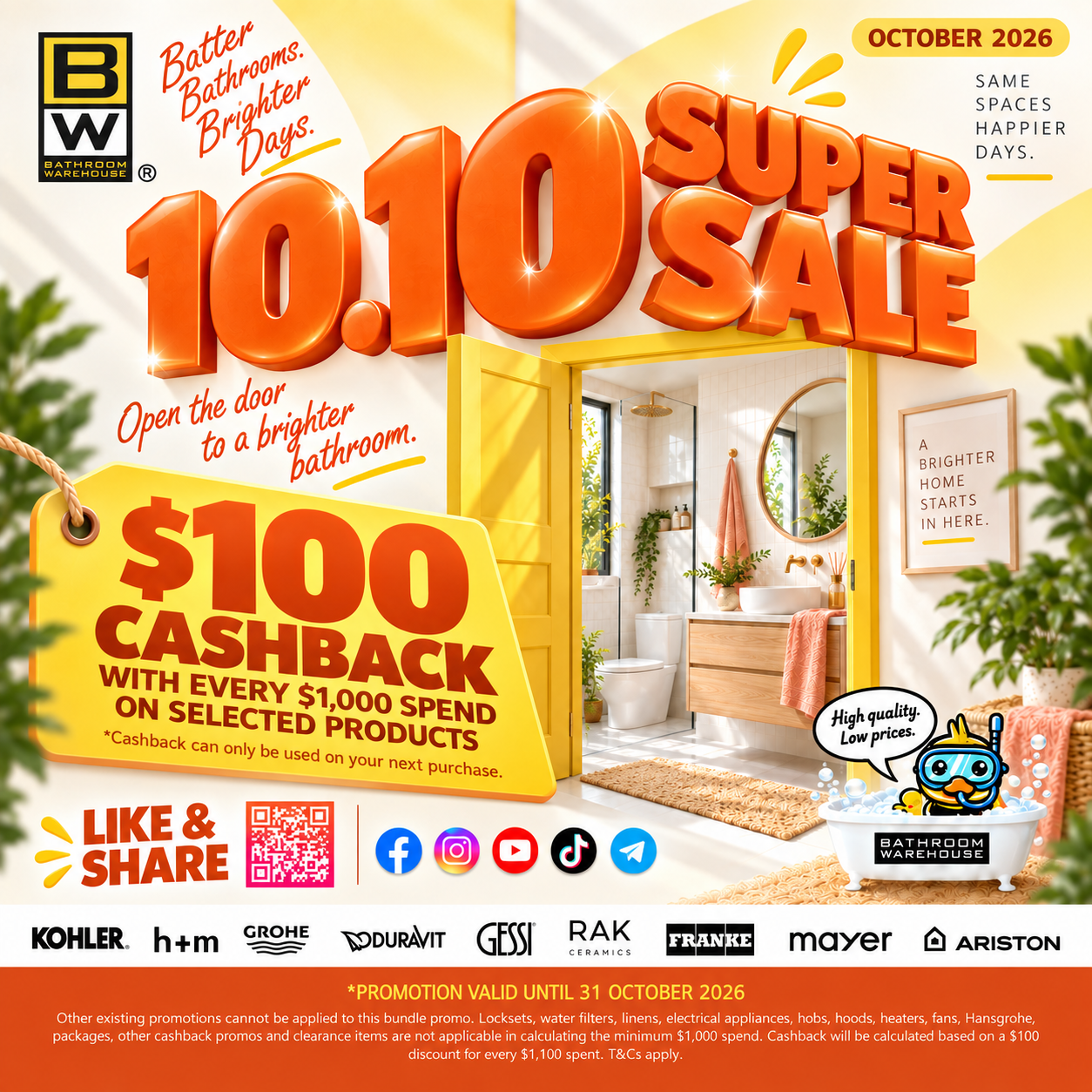 Bathroom Warehouse 10.10 Super Sale October 2026 promotion artwork