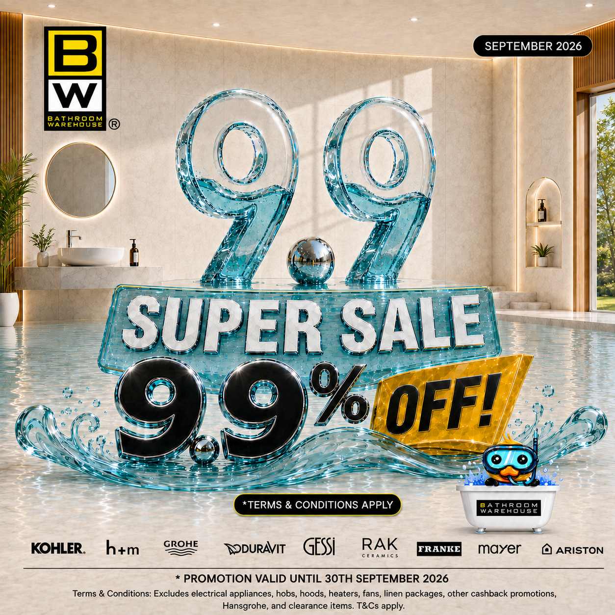 Bathroom Warehouse 9.9 Super Sale promotion artwork